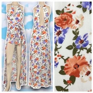 NWT L'ATISTE BY AMY Keyhole Halter Floral Walkthrough Romper Cottagecore Prairie